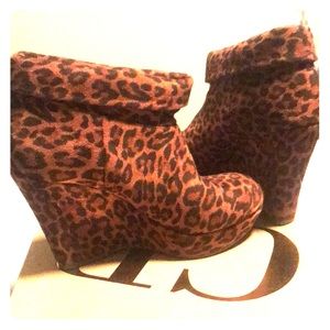 Cheetah print booties